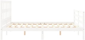 Estrutura de cama com cabeceira 160x200 cm madeira maciça