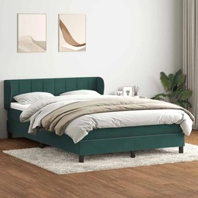 vidaXL Cama box spring com colchão 160x210 cm veludo verde escuro