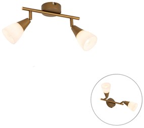 Candeeiro de teto clássico dourado com vidro fosco 2 luzes - Madi Clássico / Antigo