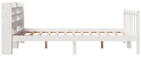 Cama sem colchão 140x190 cm madeira de pinho maciça branco