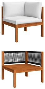 9 pcs conjunto lounge jardim c/ almofadões acácia maciça creme
