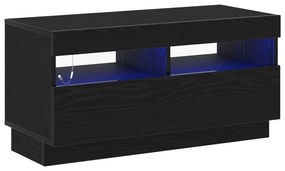 Estante de TV vidaXL com Luzes LED em Carvalho Preto 100x35x40 cm de M