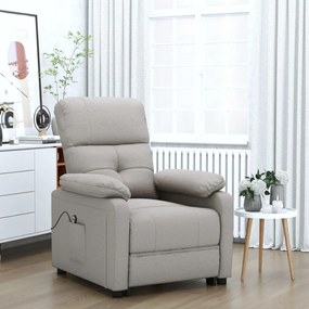 vidaXL Poltrona elevatória tecido cinzento-acastanhado