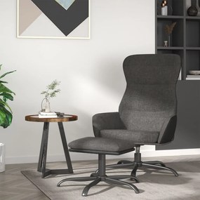 vidaXL Cadeira de descanso com banco tecido cinzento-escuro