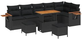 Conjunto de Sofás de Jardim de 9 Peças com Almofadas de Polyrattan Pre