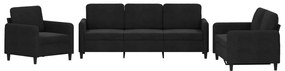 3 pcs conjunto de sofás veludo preto