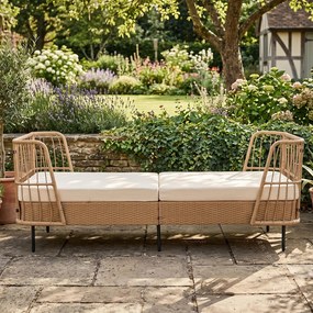 Sofá-Cama de Exterior, 192,5 x 79,5 x 77,5 cm, Base Regulável, Bege
