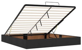 Estrutura de cama otomana com colchão 160x200 cm tecido preto