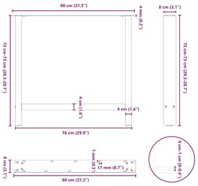 Pés para mesa de jantar pretos 2 peças 80x(72-73) cm aço