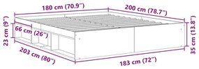 Estrutura de cama super king size 180x200 cm carvalho castanho