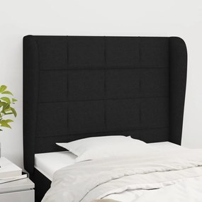 Cabeceira de cama c/ abas tecido 103x23x118/128 cm preto