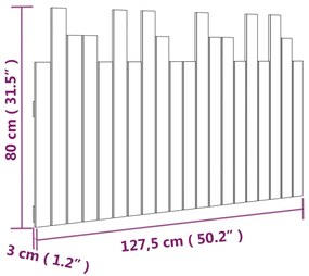 Cabeceira de parede 127,5x3x80 cm pinho maciço castanho-mel