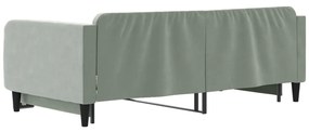 Sofá-cama com gavetão 100x200 cm veludo cinzento-claro