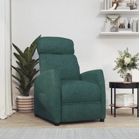 vidaXL Poltrona reclinável tecido verde-escuro