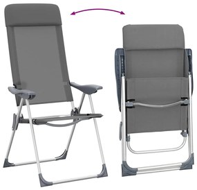 Cadeiras de campismo dobráveis 4 pcs alumínio cinzento