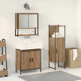 vidaXL Conjunto de Móveis para Banheiro com porta 3 pcs Castanho