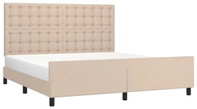 Estrutura cama cabeceira 180x200 cm couro artificial cappuccino