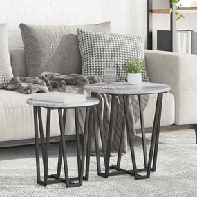 Conjunto de Mesas de Apoio 2 pcs Cinza Sonoma em Madeira e Metal