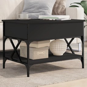 vidaXL Mesa de centro 70x50x50 cm derivados de madeira/metal preto