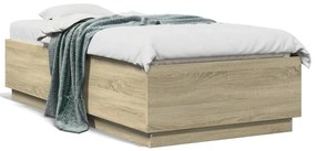 Estrutura cama c/ luzes LED derivados madeira carvalho sonoma