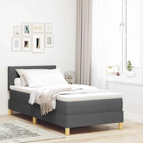 vidaXL Cama Box com colchão Cinza Escuro 100 x 200 cm tecido