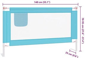 Barra de segurança p/ cama infantil tecido 140x25 cm azul
