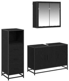vidaXL Conjunto de Móveis para Banheiro com porta 3 pcs Carvalho Preto