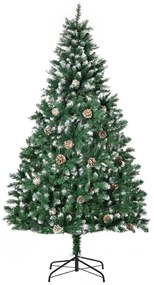 HOMCOM Árvore de Natal Artificial Ø90x180cm com 1111 Ramos de PVC e 59 Pinhas Base Dobrável e Suporte de Aço Decoração de Natal para Interiores Verde