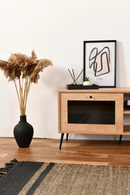 Móvel TV Calvin – Carvalho e Preto – 138 cm x 55 cm x 41 cm