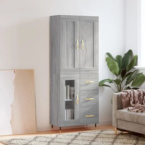 vidaXL Armário alto 69,5x34x180 cm derivados de madeira sonoma cinza