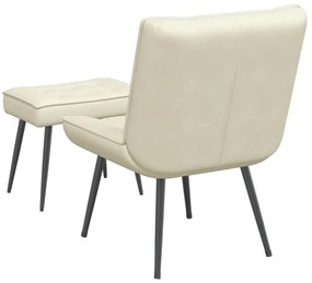 Cadeira de relaxamento com banco em veludo creme