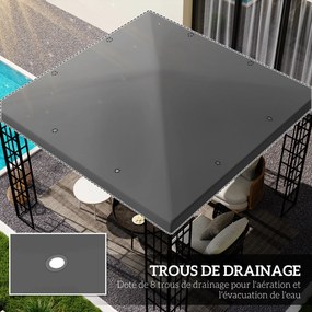 Lona de substituição para tenda (NÃO INCLUIDA), com orifícios de drenagem e proteção solar UPF30+, 3 x 3 m, cinzento escuro