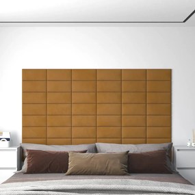 vidaXL Painel de parede 12 pcs 30x15 cm veludo 0,54 m² castanho