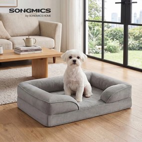Cama ortopédica para cães tamanho M, 76 x 51 x 16 cm, capa removível, bordas mais altas Cinza claro