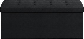 Banco com espaço de arrumação 38 x 110 x 38 cm, baú rebatível, caixa de arrumação Preto