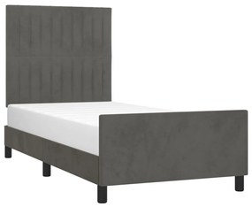 Estrutura de cama sem colchão 80x200 cm veludo cinzento-escuro