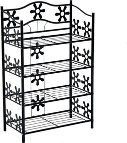 HOMCOM Estante para sapatos, estante para plantas, estante para flores, estante de chão, suporte, 4 níveis, metal, 59,5 x 30 x 92 cm, Preto | Aosom Portugal