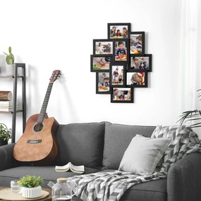 Colagem de molduras para 10 fotografias, preta