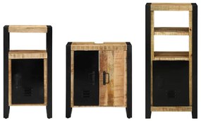 Conjunto de Móveis para Banheiro 3 pcs Madeira de manga maciça