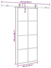Porta deslizante c/ conj. ferragens 90x205cm vidro ESG preto
