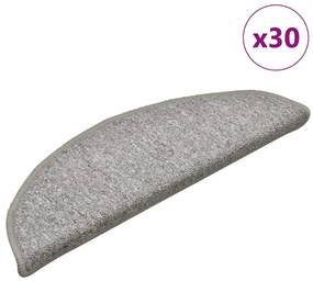 Tapetes de escada 30 pcs 56x17x3 cm cinzento-claro