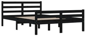 Estrutura de cama casal 135x190 cm madeira maciça preto