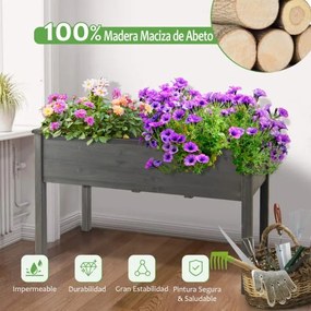 Floreira elevado para flores, plantas e cultivo para jardim, exterior ou varanda 125 x 59 x 76 cm cinza