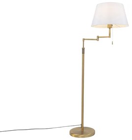 Candeeiro de pé em bronze com cúpula branca e braço ajustável - Ladas Deluxe Moderno