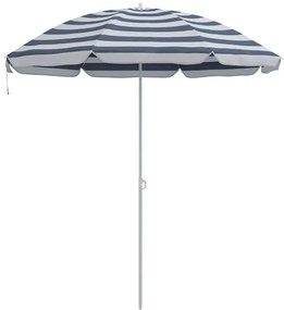 Parasol de Praia vidaXL com Pau de Metal Azul e Branco 161x193 cm em P