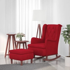 vidaXL Poltrona com pernas de baloiço e banco veludo vermelho tinto