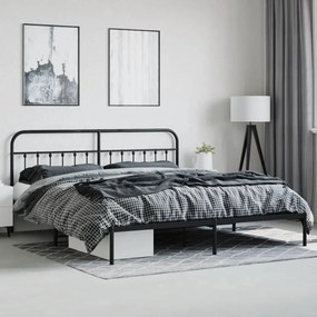 Estrutura de cama com cabeceira e pés 183x213 cm metal preto