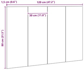 Cabeceira de Cama vidaXL Carvalho Preto 120x1,5x80 cm Madeira Engineer
