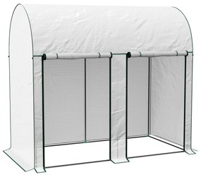 Estufa Pequena Estufa de Exterior com Porta Dupla com Fecho de Correr e Cobertura de PE para Cultivar Plantas Flores 200x100x178 cm Branco