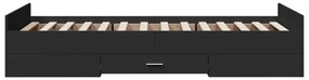 Estrutura cama c/ gavetas 75x190 cm derivados de madeira preto
